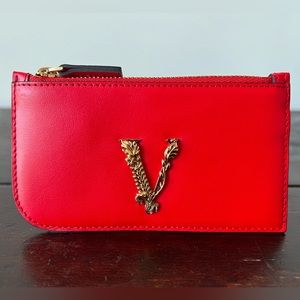 Versace Red Leather Virtus Card Holder